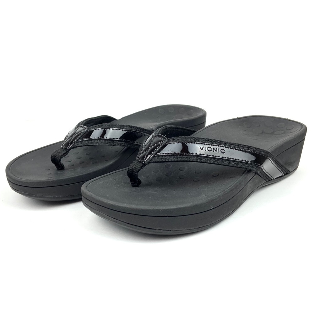 Vionic 380 HighTide Flip Flop Sz 8 Black Sandals